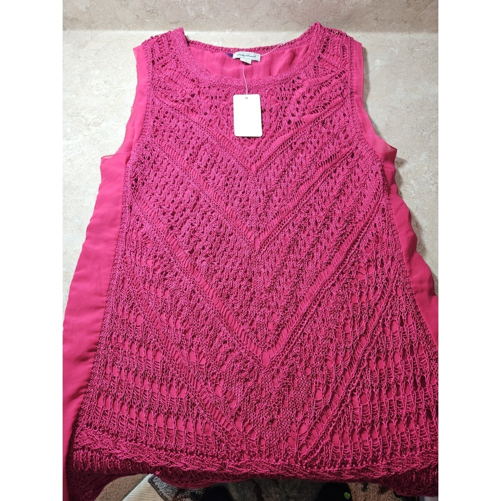 New Lucky Brand Size S boho Floral Top Knit R0002‎